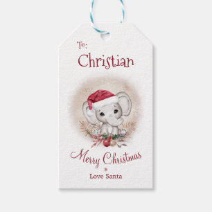 Cute Elephant Kids Christmas Gift Tag1 Tags