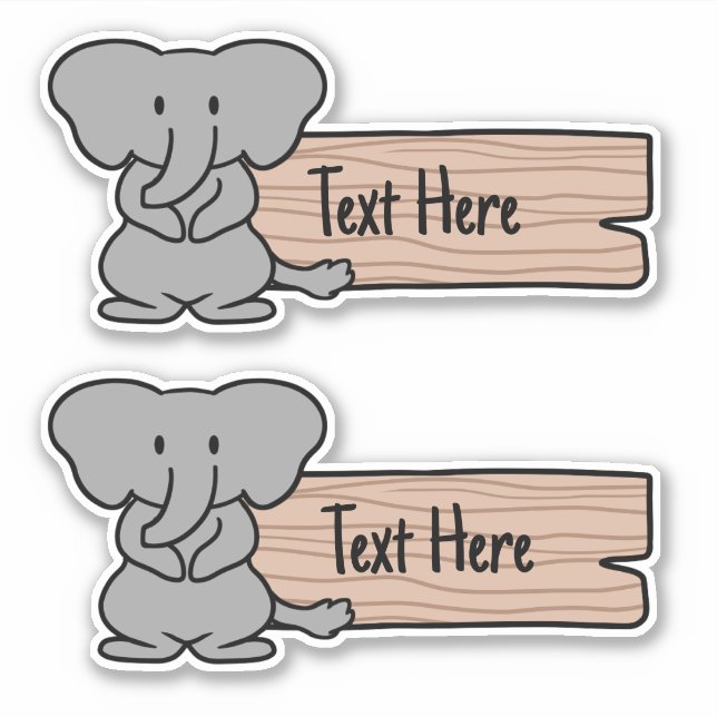 Cute Elephant Label  (Front)
