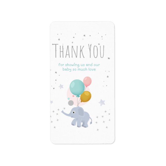 Cute elephant label (Front)