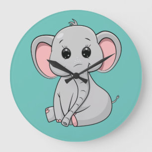 Cute Elephant Large Clock