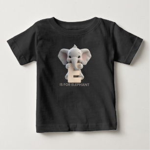 Cute Elephant Letter E Kids T-Shirt Animal Alpha