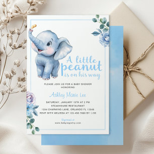 Cute Elephant Little Peanut Baby Shower Invitation