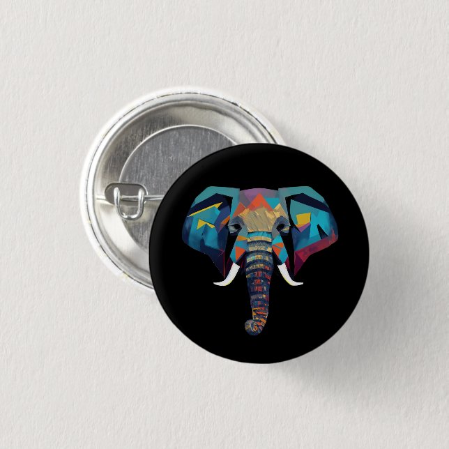 Cute Elephant low poly illustration 1 Inch Round Button (Front & Back)