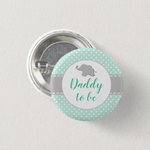 Cute Elephant Mint Green Baby Shower Daddy To Be 1 Inch Round Button