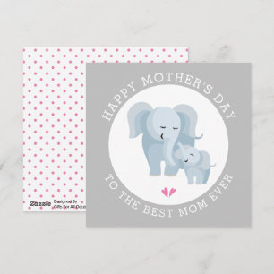 Cute elephant mother and baby grey Mothers Day Holiday Card