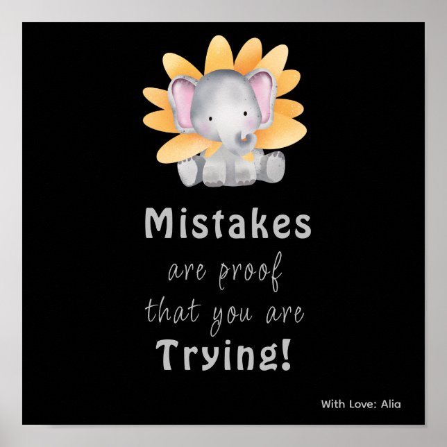 Cute elephant Motivational custom poster (Front)