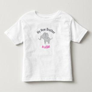 Cute Elephant New Brother is a Girl Toddler T-shirt
