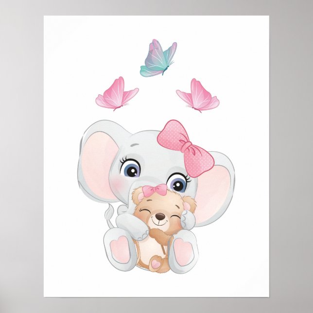 Cute Elephant Nursery Art Poster (Front)