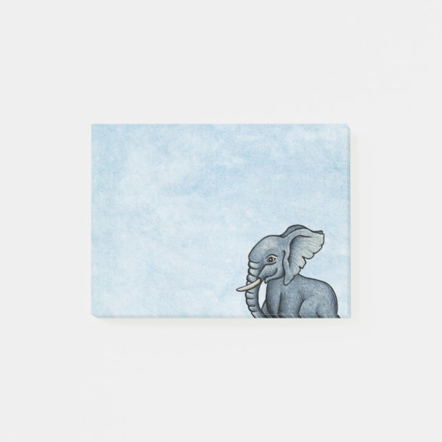 Cute Elephant on Blue Post-It Notes (Front)