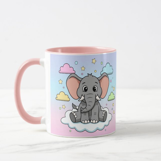 Cute Elephant on Cloud - I'm Ele-Fun-t Pun Mug (Left)