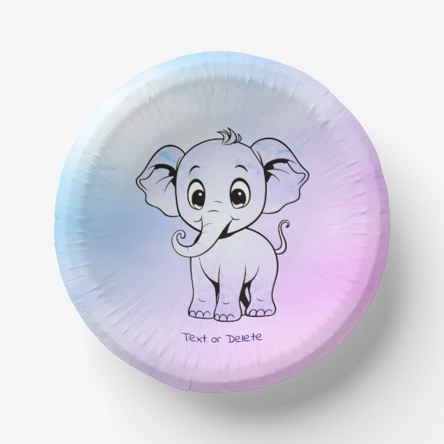 Cute Elephant Paper Bowl Plate (Front)