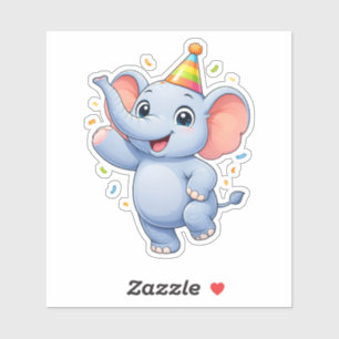 Cute Elephant Party Custom-Cut Vinyl Sticker