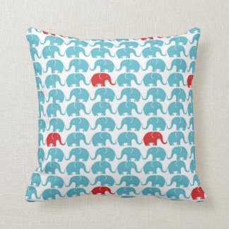 Cute elephant pattern with red accent throw pillow