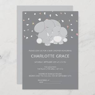 Cute Elephant Personalized Baby Shower Invitation