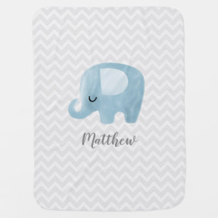 Seafoam Personalized Cheerleading Baby & Infant Blanket Elephant with Name 