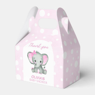 Cute Elephant pink Baby Shower Favor Box