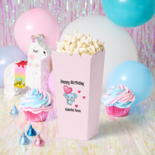 Cute elephant pink birthday favor box