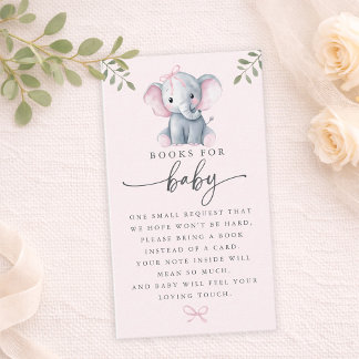 Cute Elephant Pink Books for Baby Card