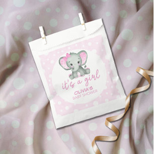 Cute Elephant pink It's a Girl Baby Shower Favour Bag