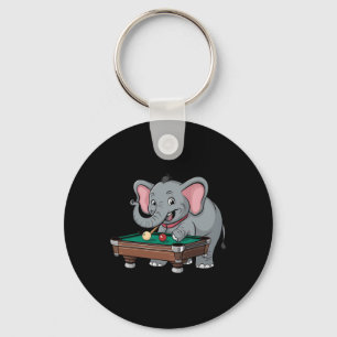 Cute Elephant Playing Billiards Funny Humourous Keychain