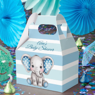 Cute Elephant Polka Dots Boy Baby Shower Favor Box