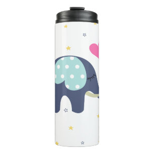 Cute Elephant printed thermal tumbler 