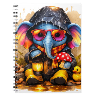 Cute Elephant Raincoat Kawaii Notebook
