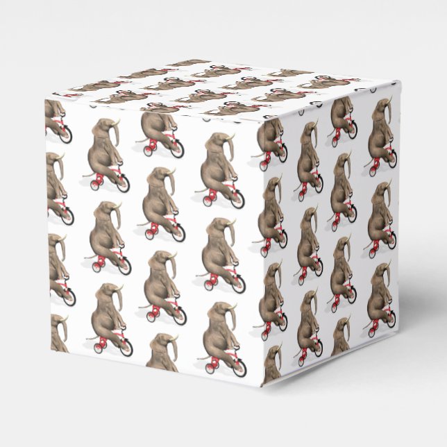 Cute Elephant Riding A Tricycle Favor Box (Front Side)