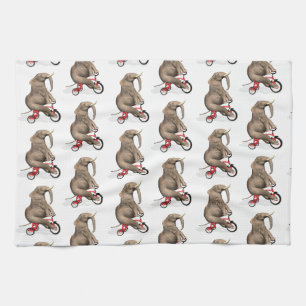 Cute Elephant Riding A Tricycle Kitchen Towel