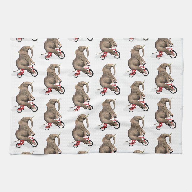 Cute Elephant Riding A Tricycle Kitchen Towel (Horizontal)