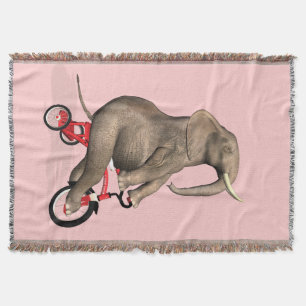 Cute Elephant Riding A Tricycle Throw Blanket