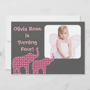 Cute Elephant Shapes Kids Birthday Party Invite