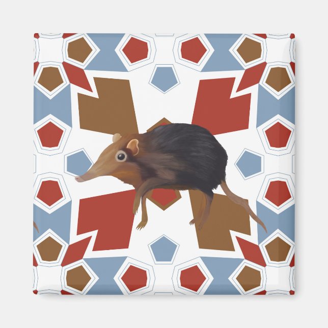 Cute Elephant Shrew Fun Colourful Pattern Magnet (Front)