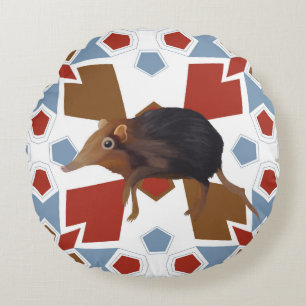 Cute Elephant Shrew Fun Colourful Pattern Round Pillow