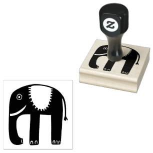Cute Elephant Simple Modern  Rubber Stamp