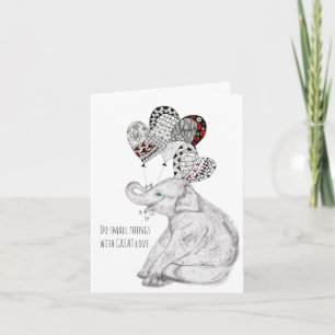 Cute Elephant Sketch with Balloons Greeting Card