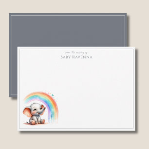 Cute Elephant Slate Grey Chic Nursery Thank You  Card