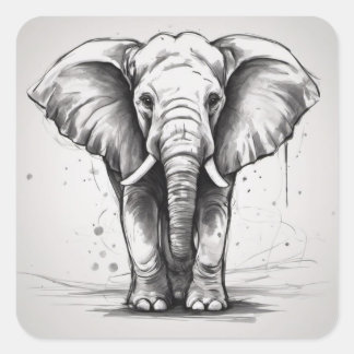Cute Elephant  Square Sticker