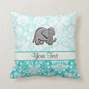 Cute Elephant; teal Throw Pillow