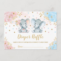Cute Elephant Twins Boy Girl Baby Diaper Raffle
