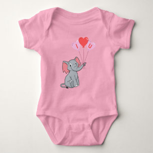 Cute elephant valentine's day baby bodysuit