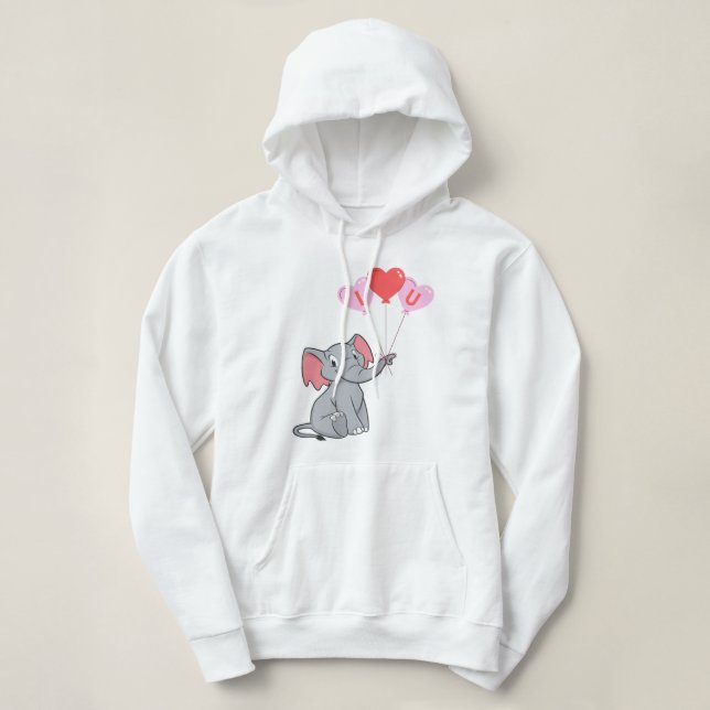 Cute elephant valentine's day  hoodie (Design Front)