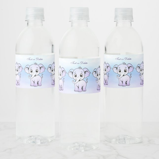 Cute Elephant Water Bottle Label (Bottles)