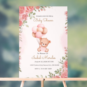 Cute Elephant Watercolor Baby Girl Shower Acrylic Sign