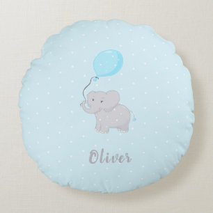 Cute Elephant with Balloon Round Pillow