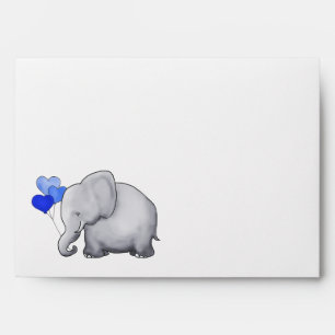 Cute Elephant with Blue Balloons Baby Boy Envelope