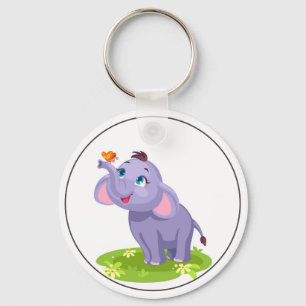 Cute Elephant with butterfly Keychain