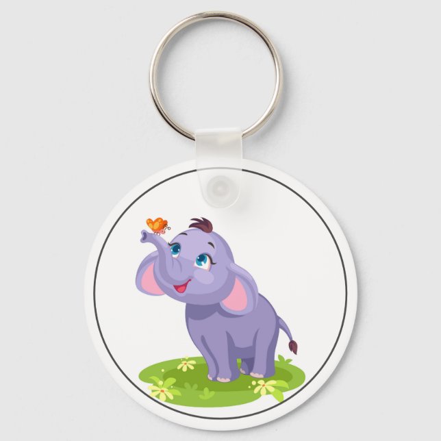 Cute Elephant with butterfly Keychain (Front)
