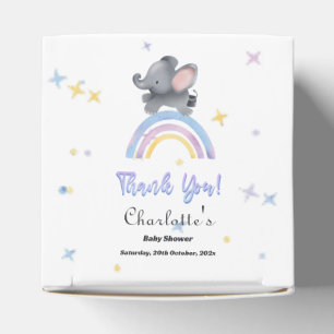 Cute Elephant with Colourful Rainbow Baby Shower Favor Box