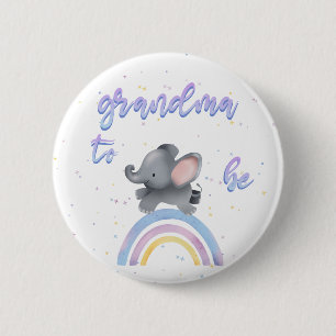 Cute Elephant with Colourful Rainbow Grandma-to-be 2 Inch Round Button